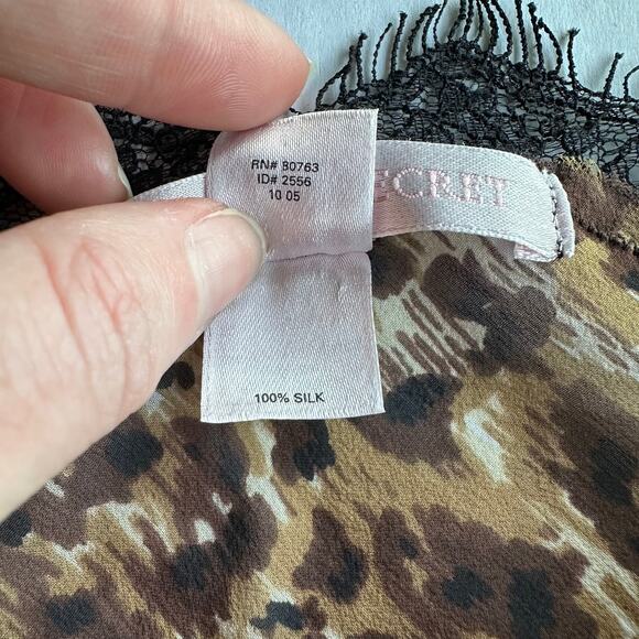 Md Y2K VTG Victoria’s Secret Leopard Silk Cami & Thong Set Babydoll Eyelash Lace - Picture 5 of 10